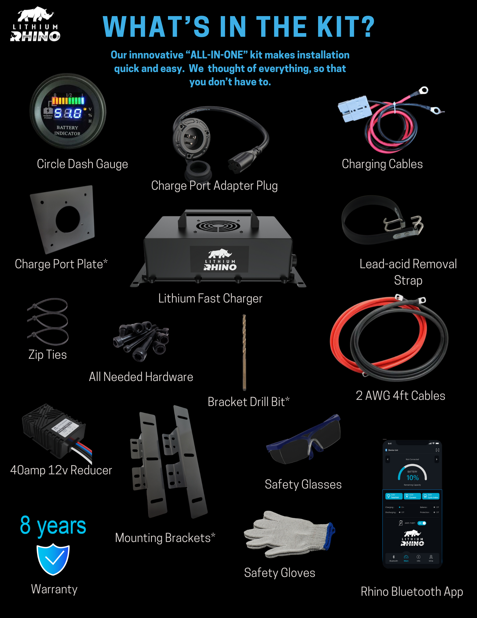 48v 170AH Lithium Rhino 300a BMS Conversion Kit