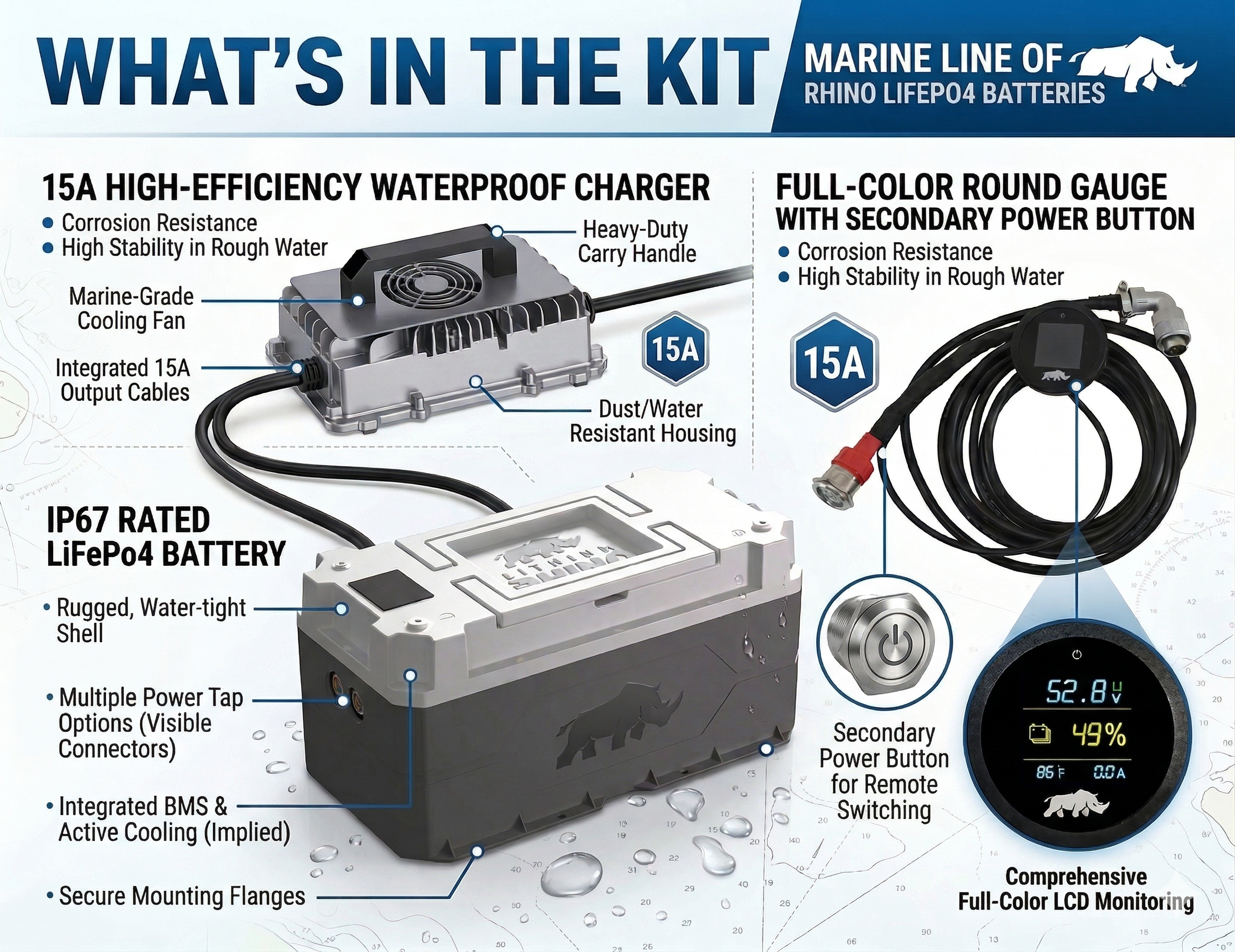 Lithium Rhino Marine LiFePO4 IP67 Conversion Kit