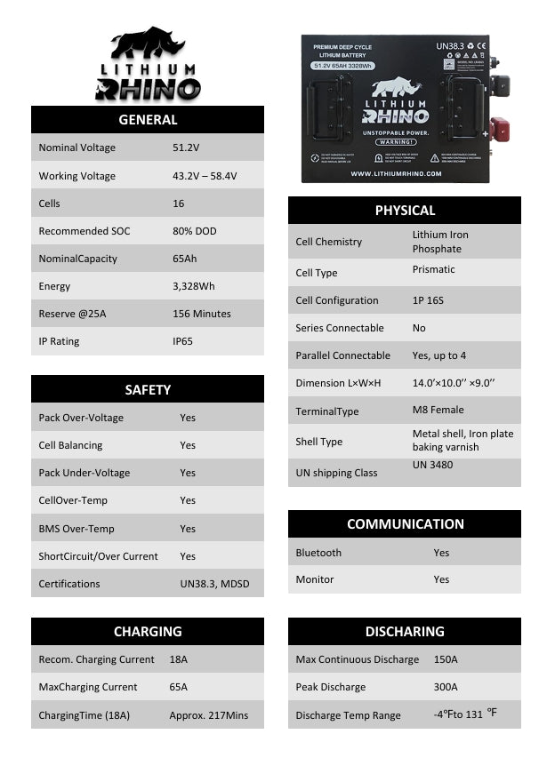 48V 65ah Lithium Rhino Conversion Kit