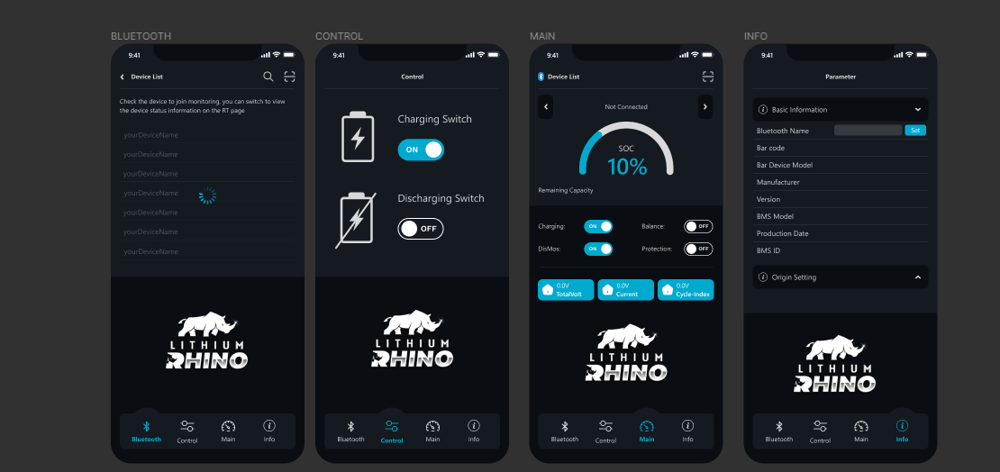Lithium Rhino Bluetooth Mobile App