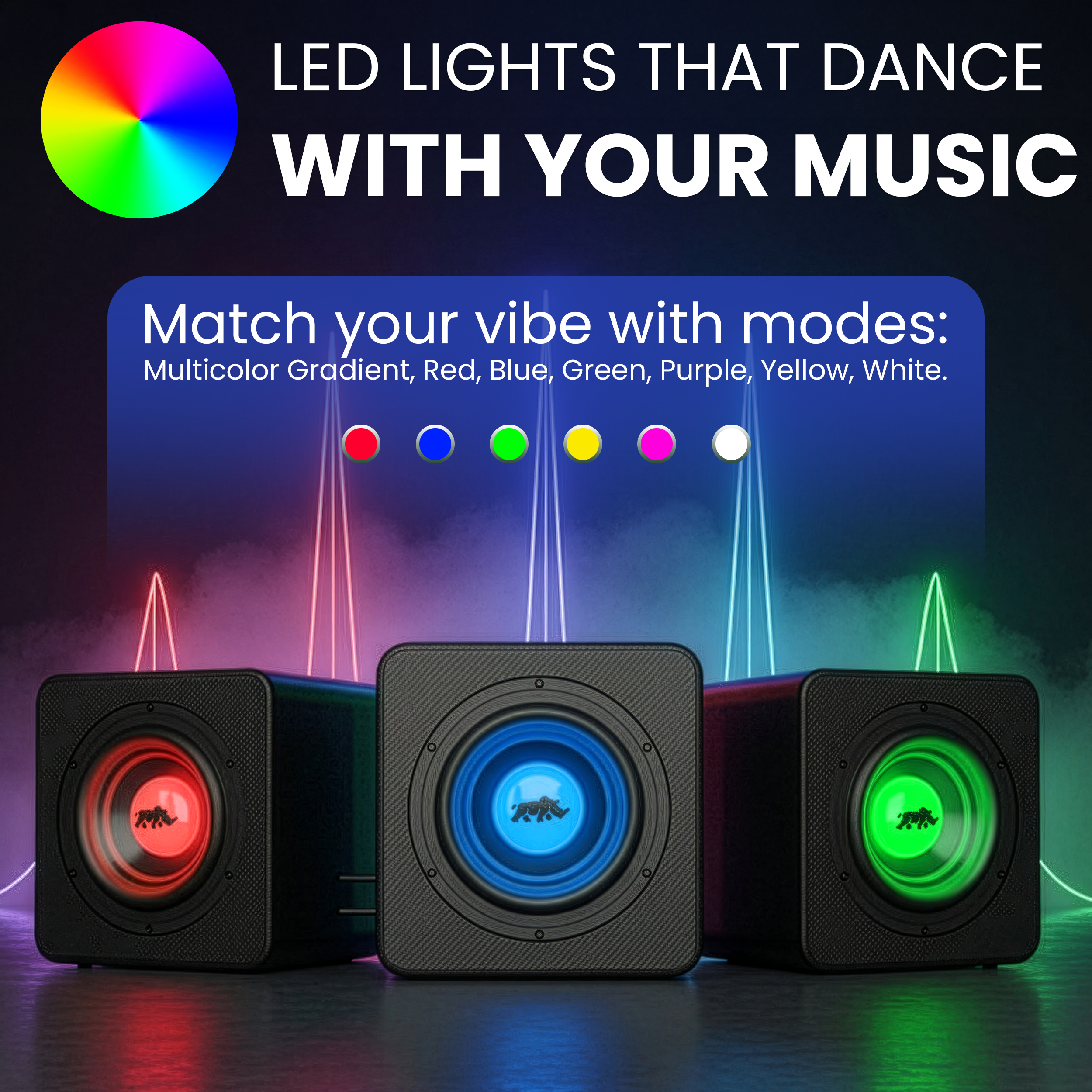 Lithium Rhino LED 8" Subwoofer w/ Aux Cable