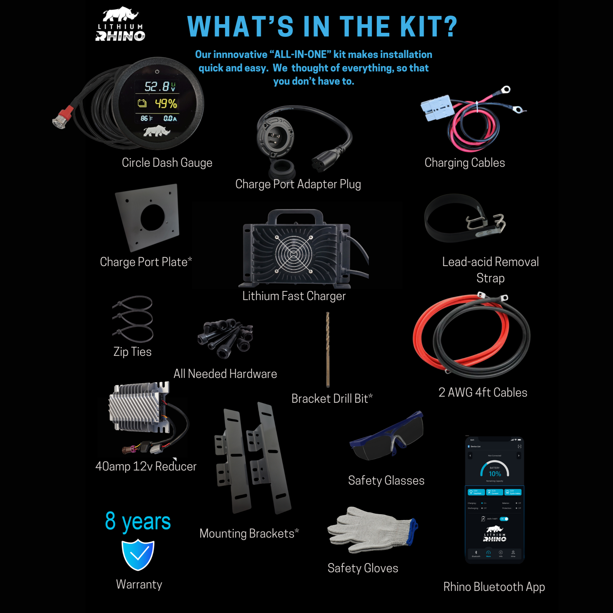76V 105Ah Lithium Rhino Conversion Kit